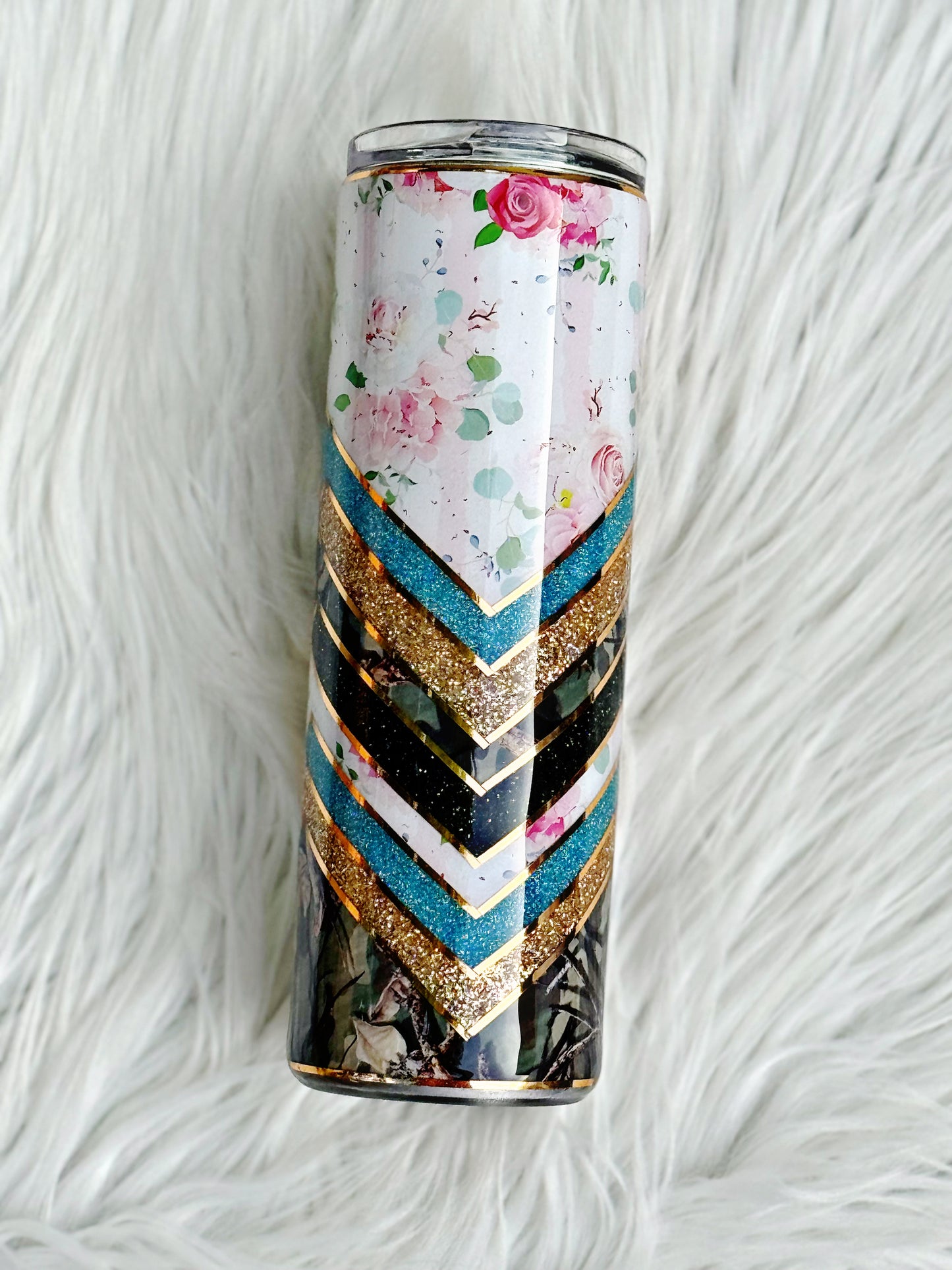 RTS {Gold & Teal Rosie V} 30oz Tumbler