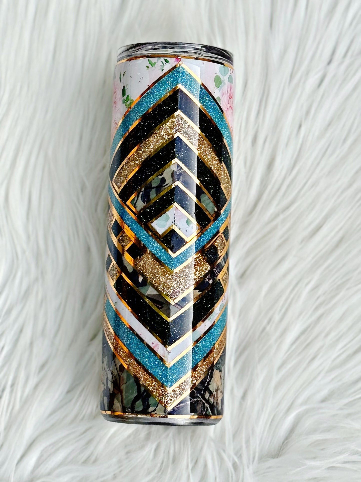 RTS {Gold & Teal Rosie V} 30oz Tumbler