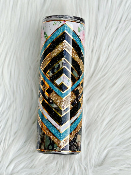RTS {Gold & Teal Rosie V} 30oz Tumbler