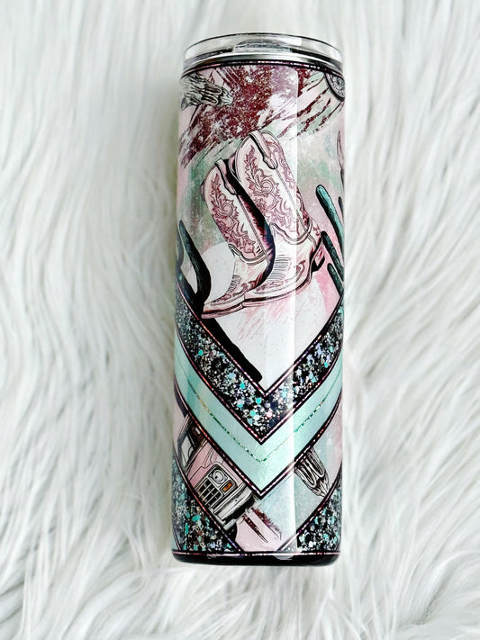 MTO {Bull Skull Double Upside Down V} Tumbler