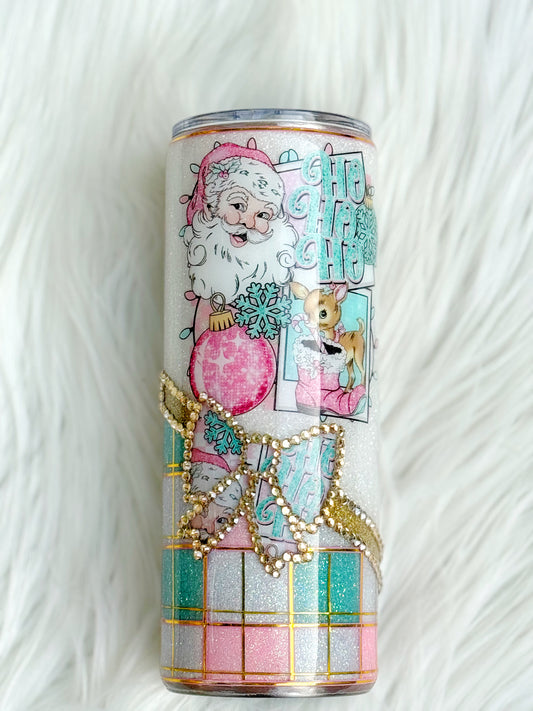 RTS {Pink Teal Ho Ho Ho} 24oz Plump Tumbler