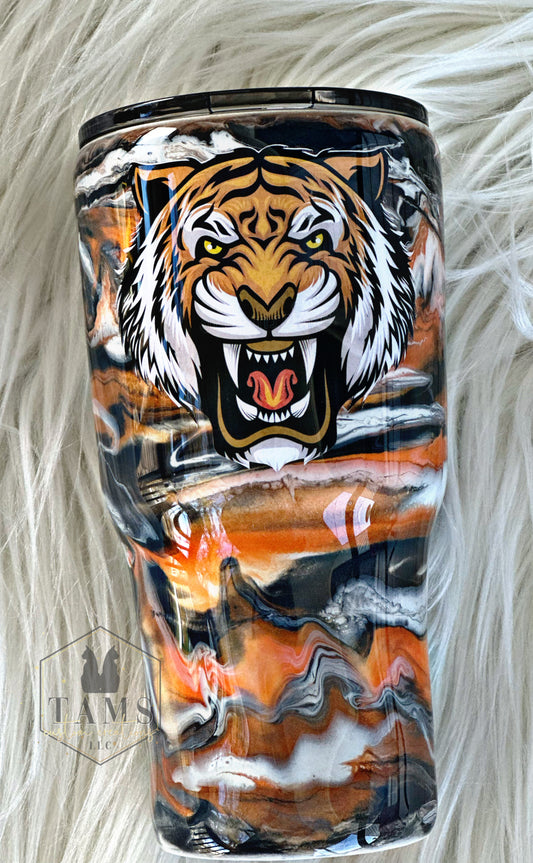 MTO {Orange, Black, White Tiger Alcohol Ink} Tumbler