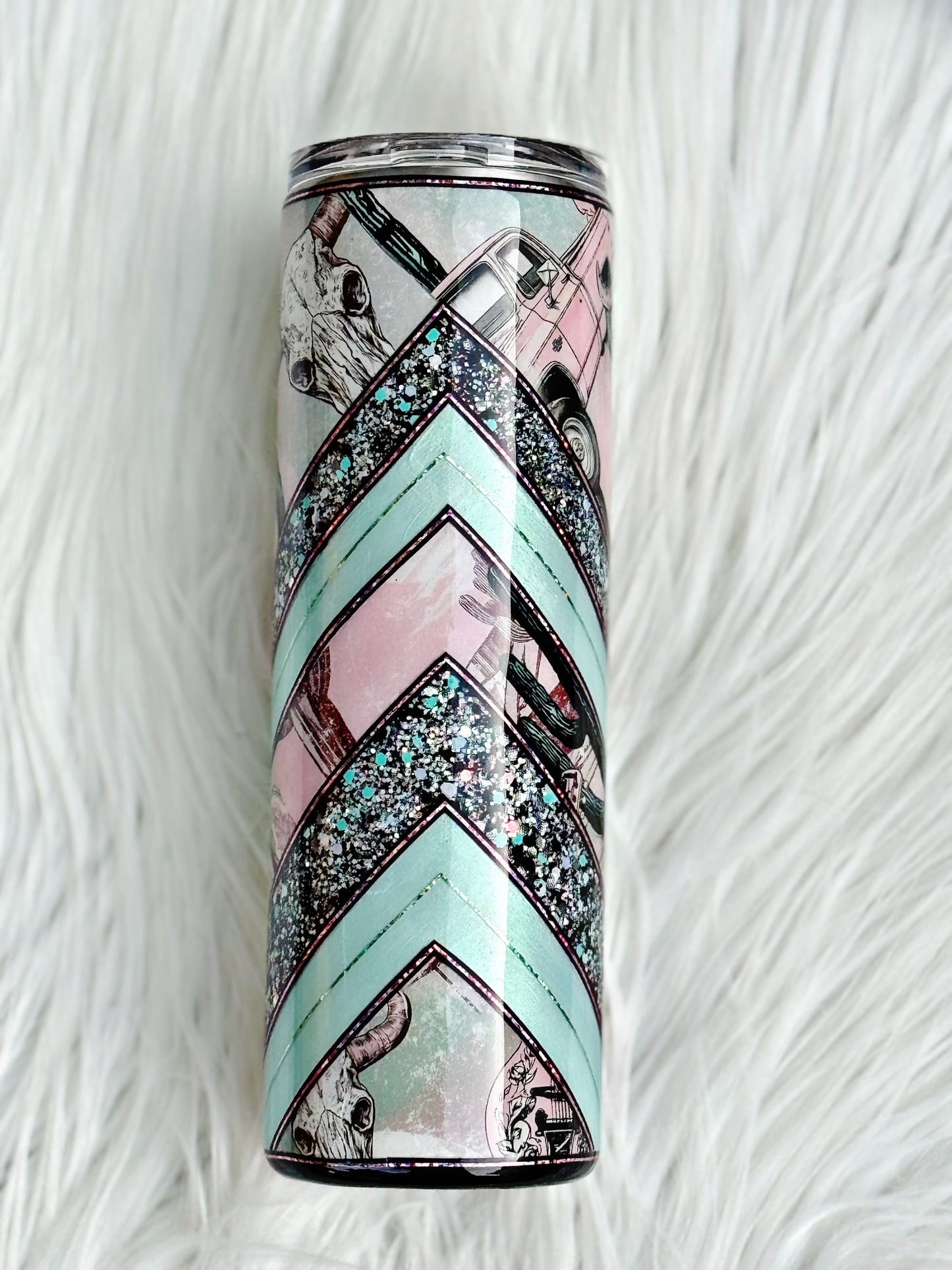 MTO {Bull Skull Double Upside Down V} Tumbler