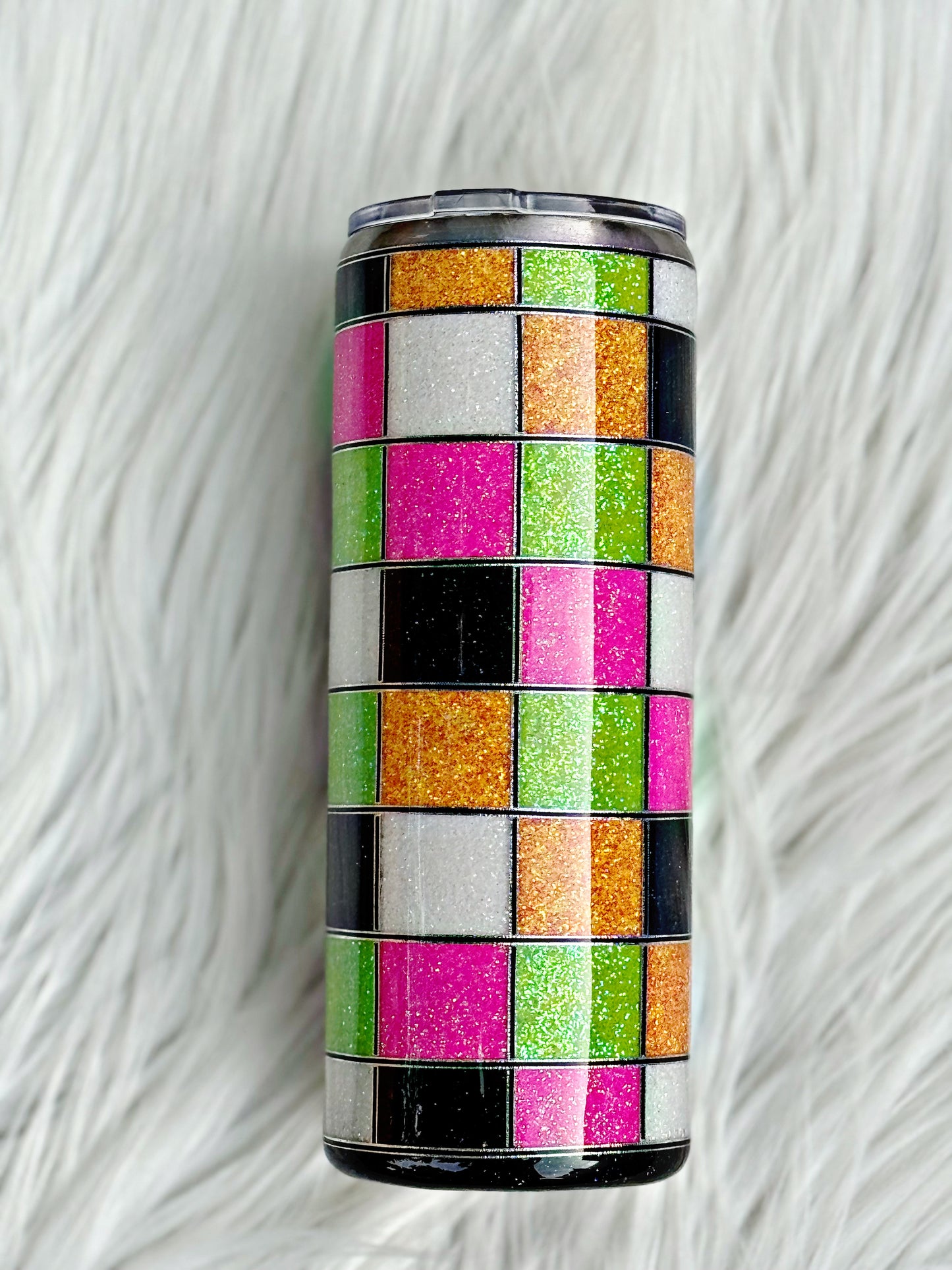 RTS {Neon Lucky Checkers} 24oz Tumbler