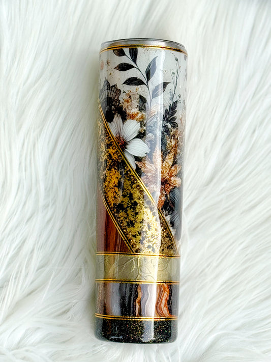 RTS {Fall Floral Mixed Media} Tumbler